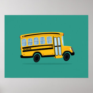 Poster Arte de Ônibus Escolar Fofa