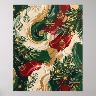 Poster Arte de Ornamento de Natal Abstrato de Sempre-Verd