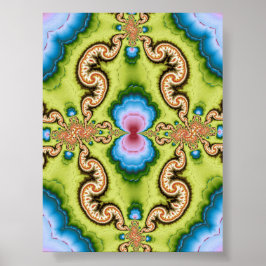 Poster Arte de Padrão de Dragão Fractal Psicodélico