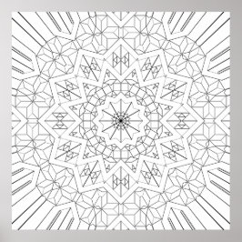 Poster Arte de Padrão de Mandala Geométrica Explosão Este