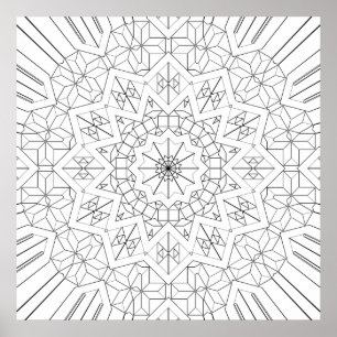 Poster Arte de Padrão de Mandala Geométrica Explosão Este