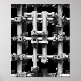 Poster Arte de Padrão Geométrico: Máquina Modular Abstrat