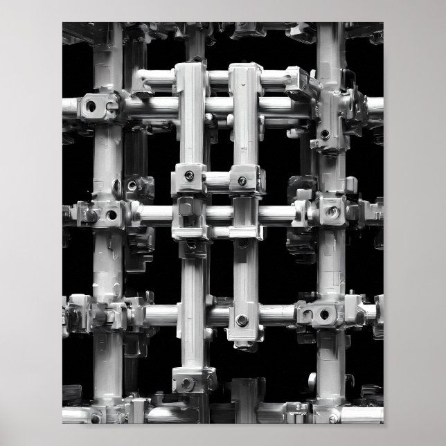 Poster Arte de Padrão Geométrico: Máquina Modular Abstrat (Frente)