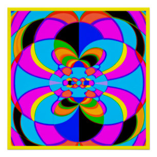 Pôster Arte de Padrões Neon Coloridos Frescos