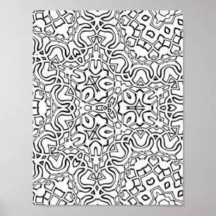 Poster Arte de Página de Colorir com Padrão Intrincado de