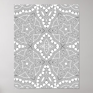 Poster Arte de Página para Colorir com Padrão Intrincado