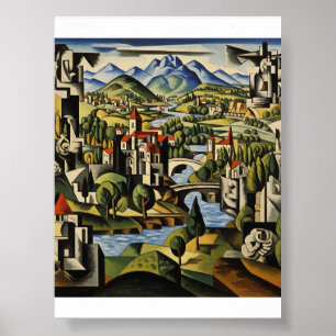 Poster Arte de Paisagem Cubista