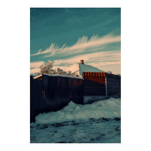 Arte de Paisagem do Céu Teal de Neve de Inverno Es