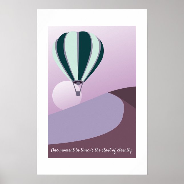 Poster Arte de Paisagem do Deserto Verde e Roxo (Frente)