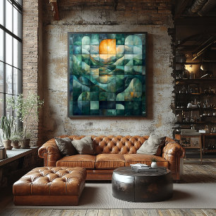 Pôster Arte de Paisagem Geométrica do Pôr do Sol – Turque