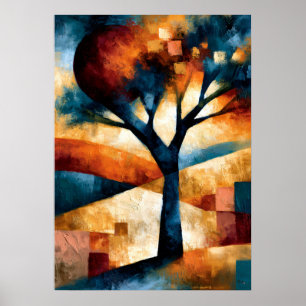 Poster Arte de Paisagem Geométrica Japonesa Akai Taiyō Tr