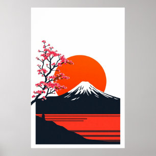 Poster Arte de Paisagem Japonesa Minimalista