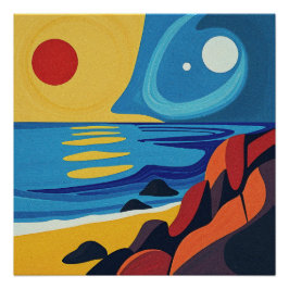 Pôster Arte de Paisagem Marítima Abstrata