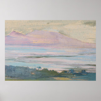 Poster Arte de Paisagem Marítima Tropical Pastel