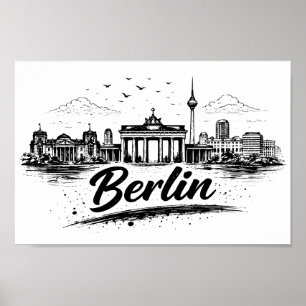 Poster Arte de Paisagem Urbana Minimalista de Berlim Alem