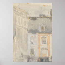 Poster Arte de Paisagem Urbana Pastel Rosa Vintage