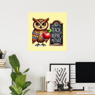 Poster Arte de palavra Cute Teach Love Inspire Professore