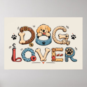 Poster Arte de Palavras Amante de Cachorro