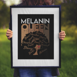 Poster Arte de Palavras Rainha Melanina Afro 