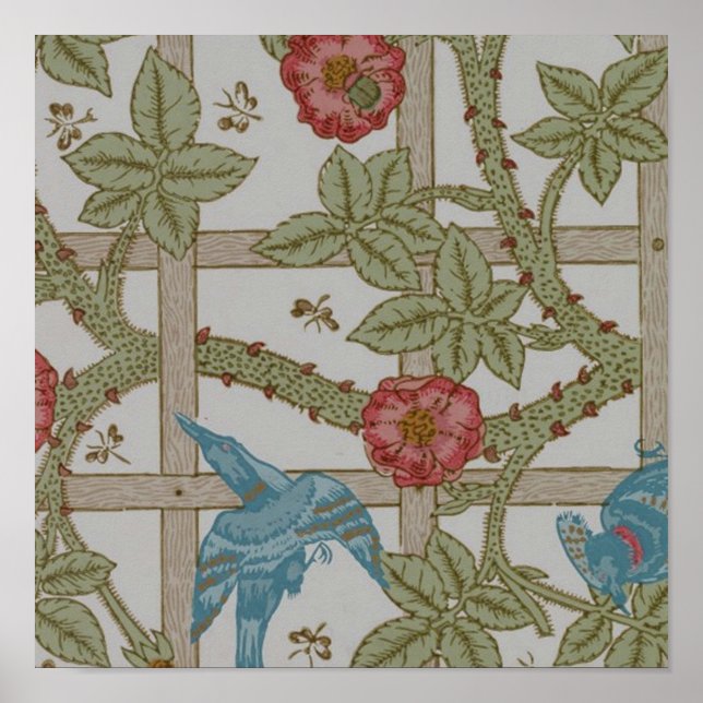 Poster Arte de Papel de Parede Treliça de William Morris (Frente)