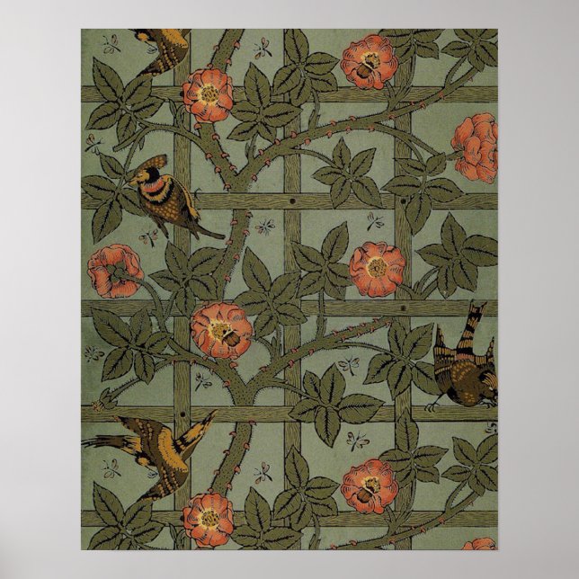 Pôster Arte de Papel de Parede Treliça de William Morris (Frente)