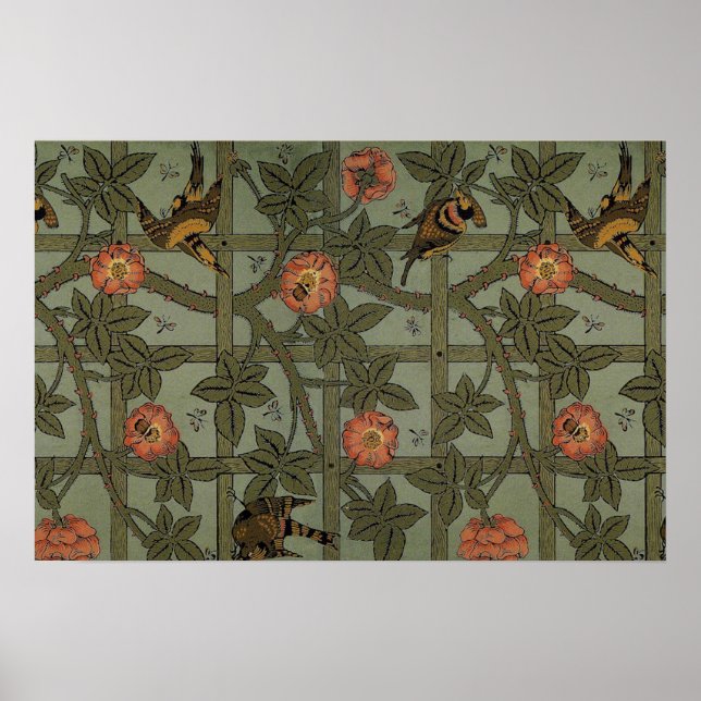 Pôster Arte de Papel de Parede Treliça de William Morris (Frente)