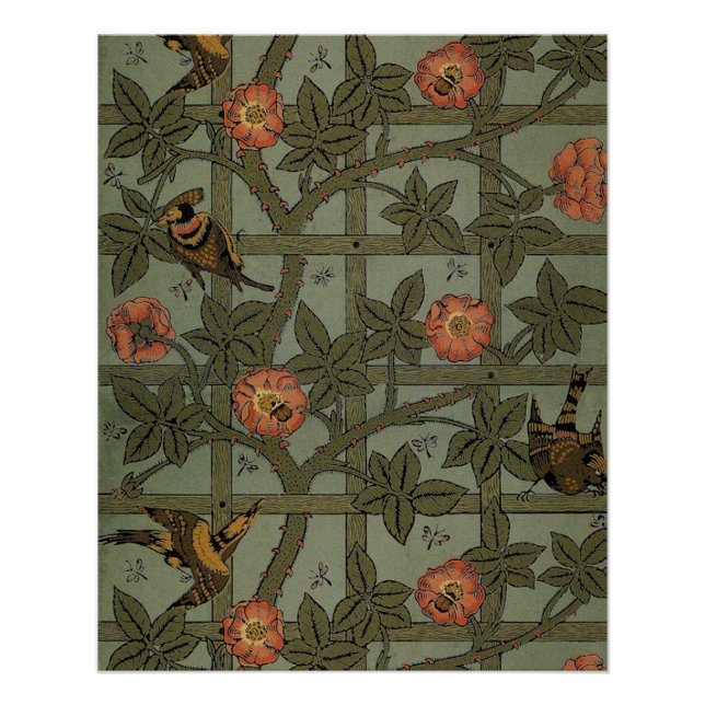 Pôster Arte de Papel de Parede Treliça de William Morris (Frente)