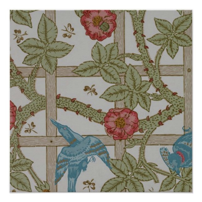 Pôster Arte de Papel de Parede Treliça de William Morris (Frente)
