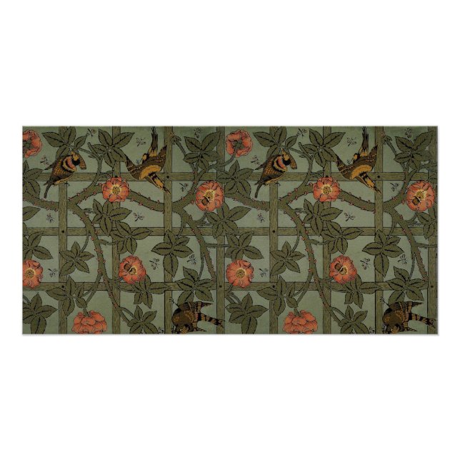 Pôster Arte de Papel de Parede Treliça de William Morris (Frente)