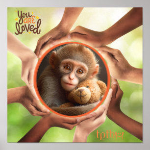POSTER ARTE DE PARED DE MACACO: VOCÊ É AMADO