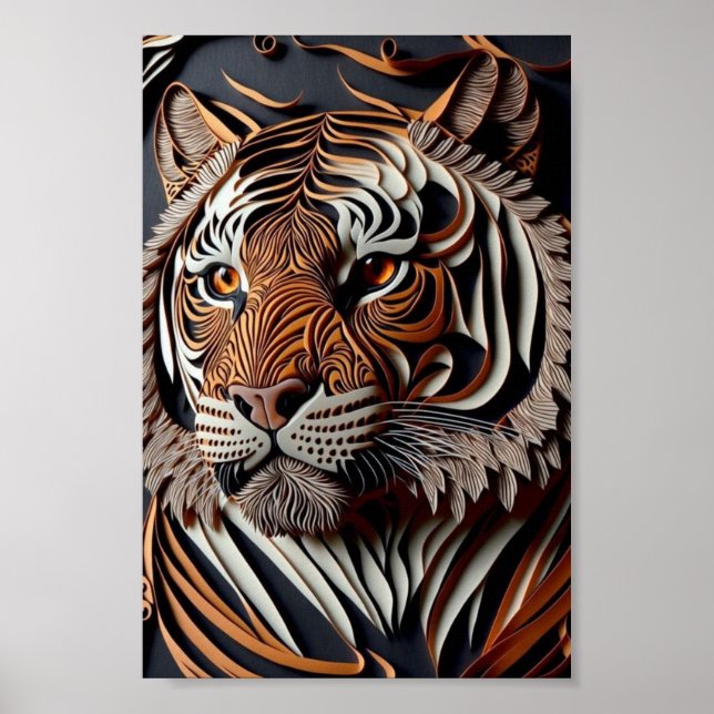 POSTER ARTE DE PAREDE 3D TIGER (Frente)