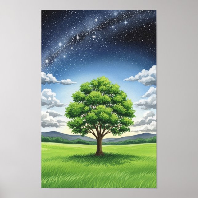 Poster Arte de parede. A árvore solitária (Frente)