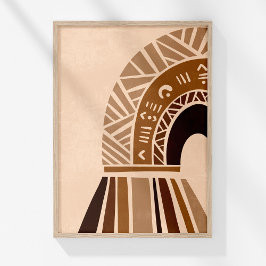 Poster Arte de Parede Abstrata Arqueada Tribal Boho Neutr