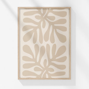 Poster Arte de Parede Abstrata Botânica Boho Neutra Impre