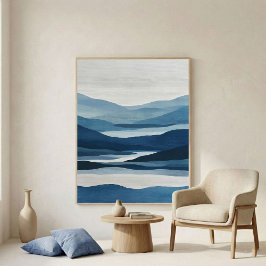 Poster Arte de Parede Abstrata Camadas do Vale Índigo