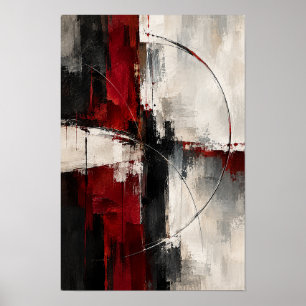 Poster Arte de Parede Abstrata Círculo de Marfim Preto Ca