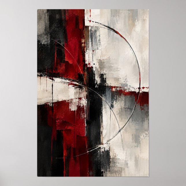 Poster Arte de Parede Abstrata Círculo de Marfim Preto Ca (Frente)