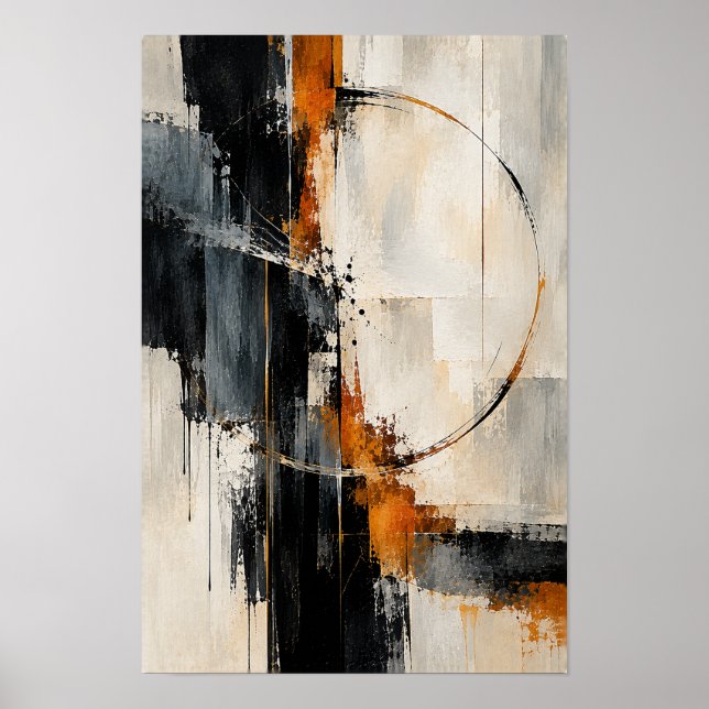 Poster Arte de Parede Abstrata Círculo Laranja Queimado P (Frente)