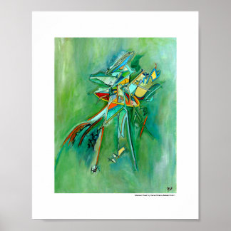 Poster Arte de Parede Abstrata Colorida Verde Decoração M