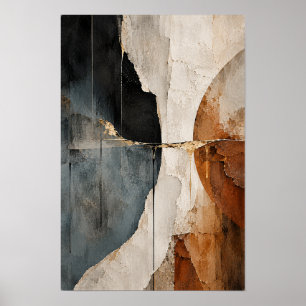 Poster Arte de Parede Abstrata Curva de Marfim com Ferrug