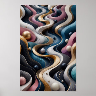 Poster Arte de Parede Abstrata de Fluxo 3D Infinito