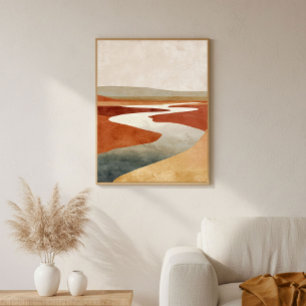 Poster Arte de parede abstrata do rio desértico minimalis