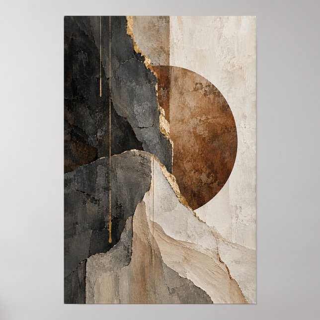 Poster Arte de Parede Abstrata em Carvão Eclipse de Bronz (Frente)