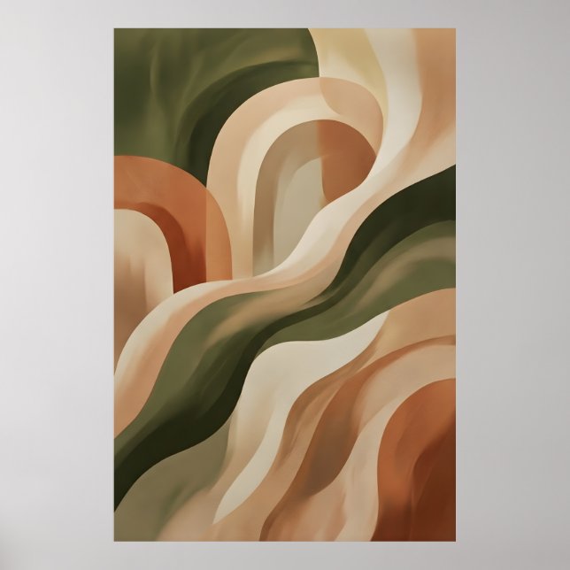Poster Arte de Parede Abstrata em Terracota da Terra - Po (Frente)