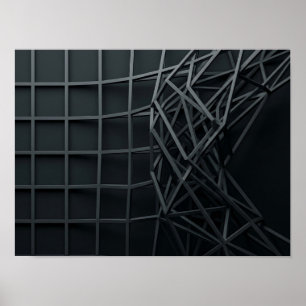 Poster Arte de Parede Abstrata Escura Geometria Linear Ro
