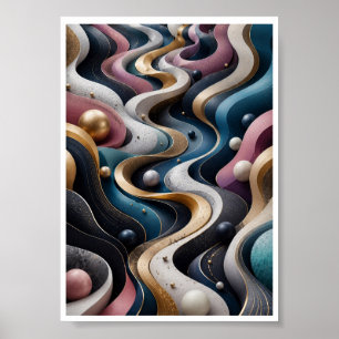 Poster Arte de Parede Abstrata Fluxo 3D Infinito