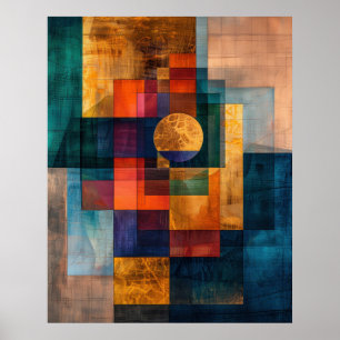 Poster Arte de Parede Abstrata Geométrica de Luxo em Post