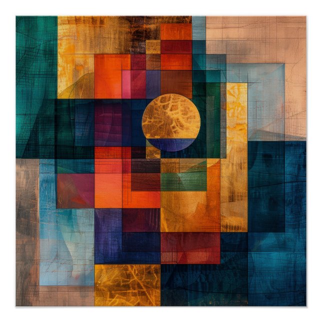 Pôster Arte de Parede Abstrata Geométrica de Luxo em Post (Frente)