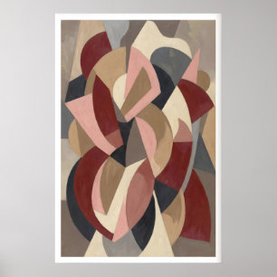 Poster Arte de Parede Abstrata Geométrica Faixas Curvas e
