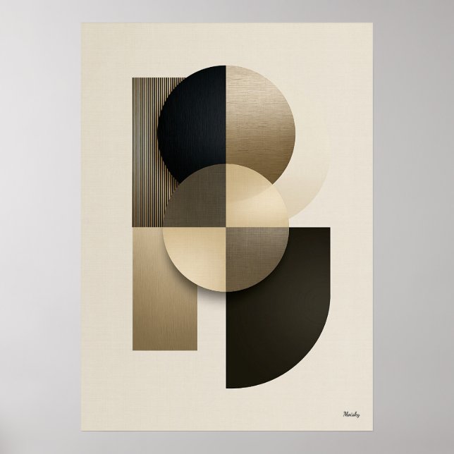 Poster Arte de Parede Abstrata Geométrica Japandi de Luxo (Frente)